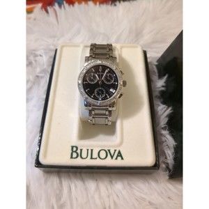 Bulova diamond Chronograph watch NWOT 96R44. Tested
